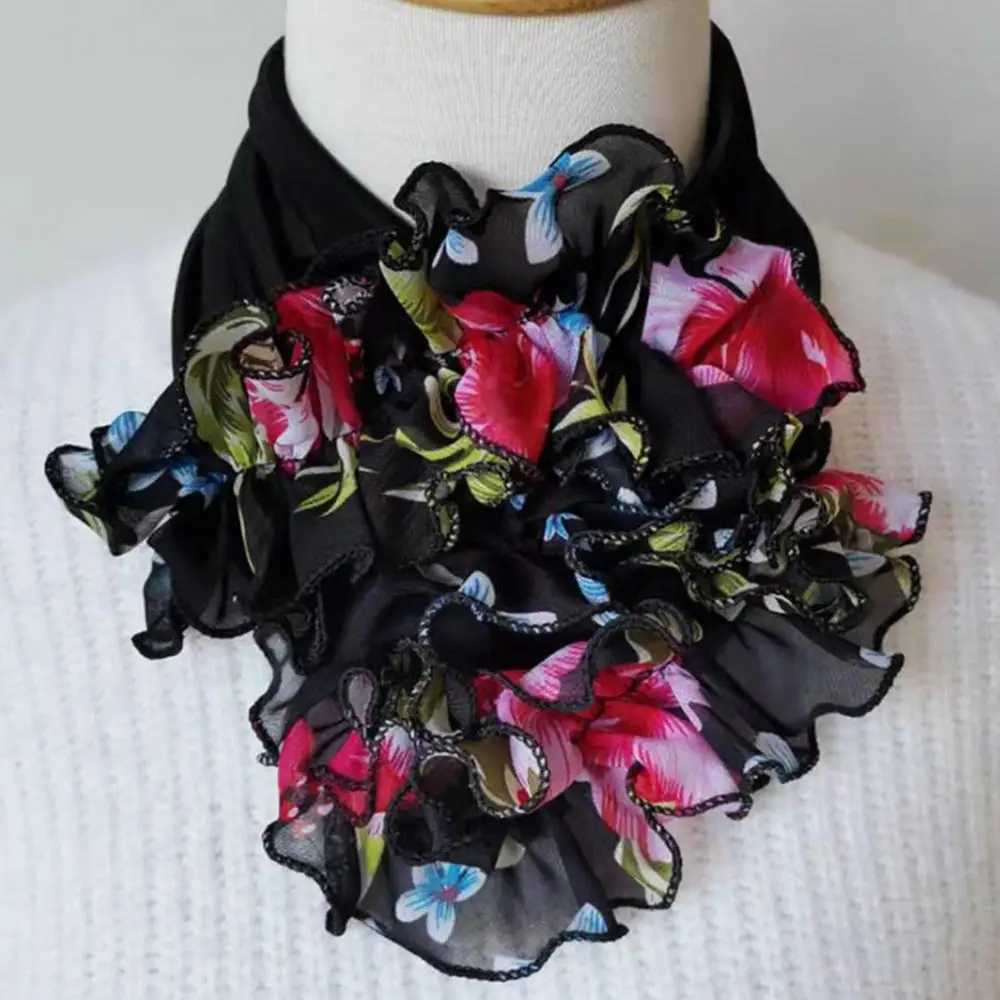 Fashion Women Scarf Big Flower Breathable Collar Scarf Neckerchief Ring Neck Wr W250218