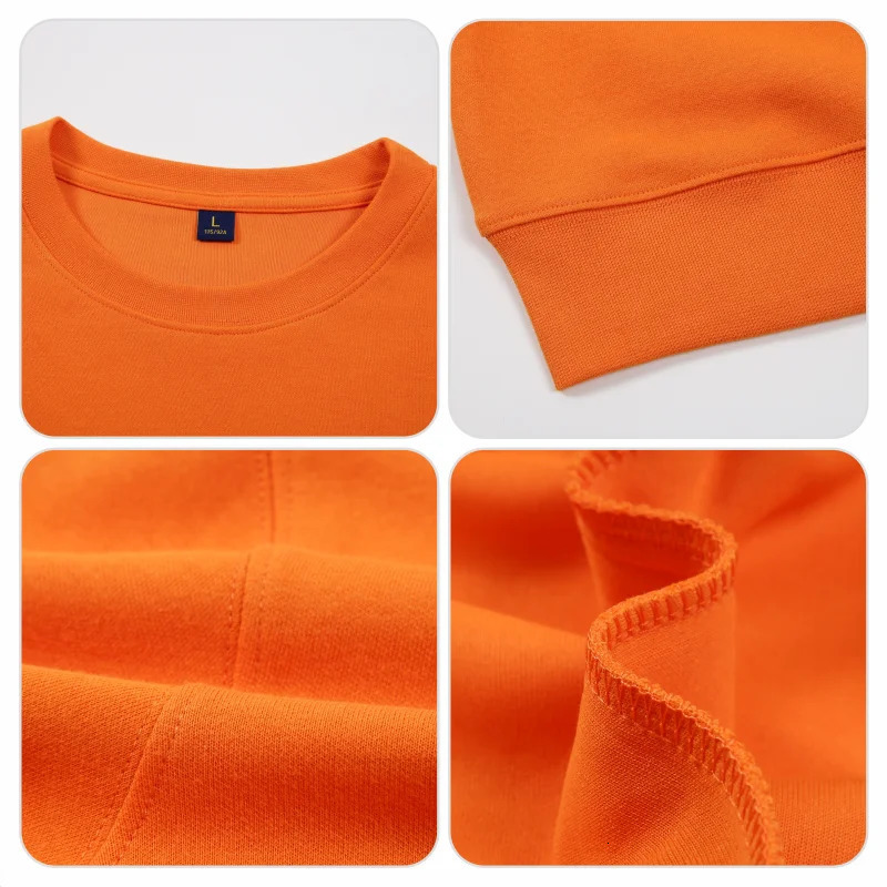 Customized 100% cotton sweatshirt with free image printing round neck hoodie autumn and winter unisex team work clothes 250214