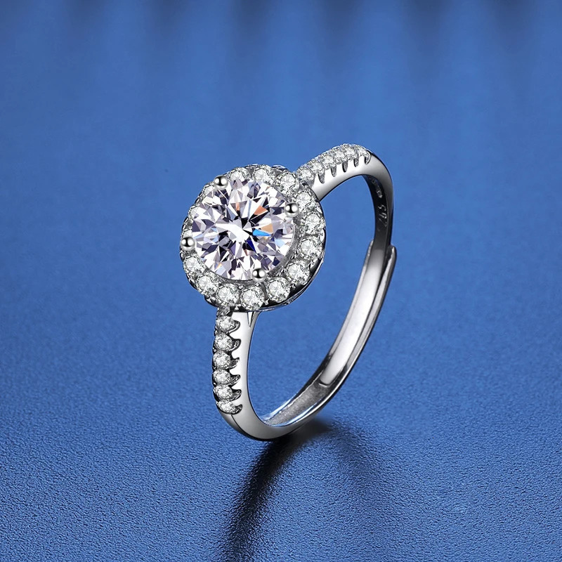 100% Ring D VVS1 Pass Diamond Test Pen Adjustable Size S925 Sliver GRA Certificate Wedding Rings for Women 250214