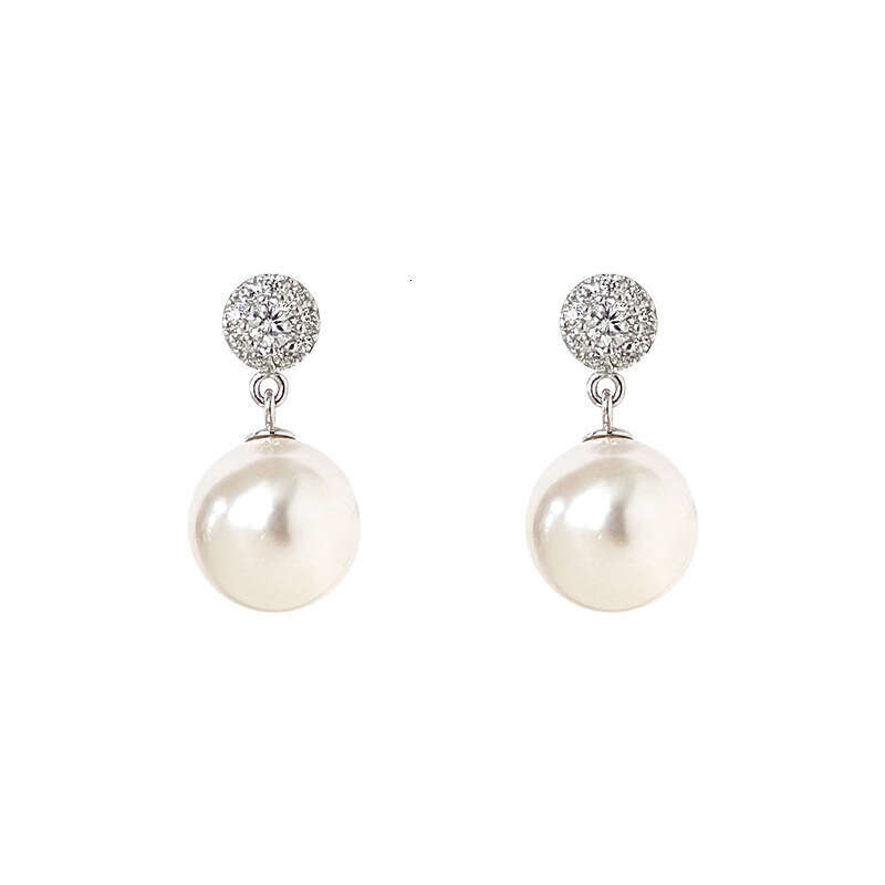 Tichy S Pure Sier Simple Shi Jia Pearl Women's French Light Versatile High end Earrings