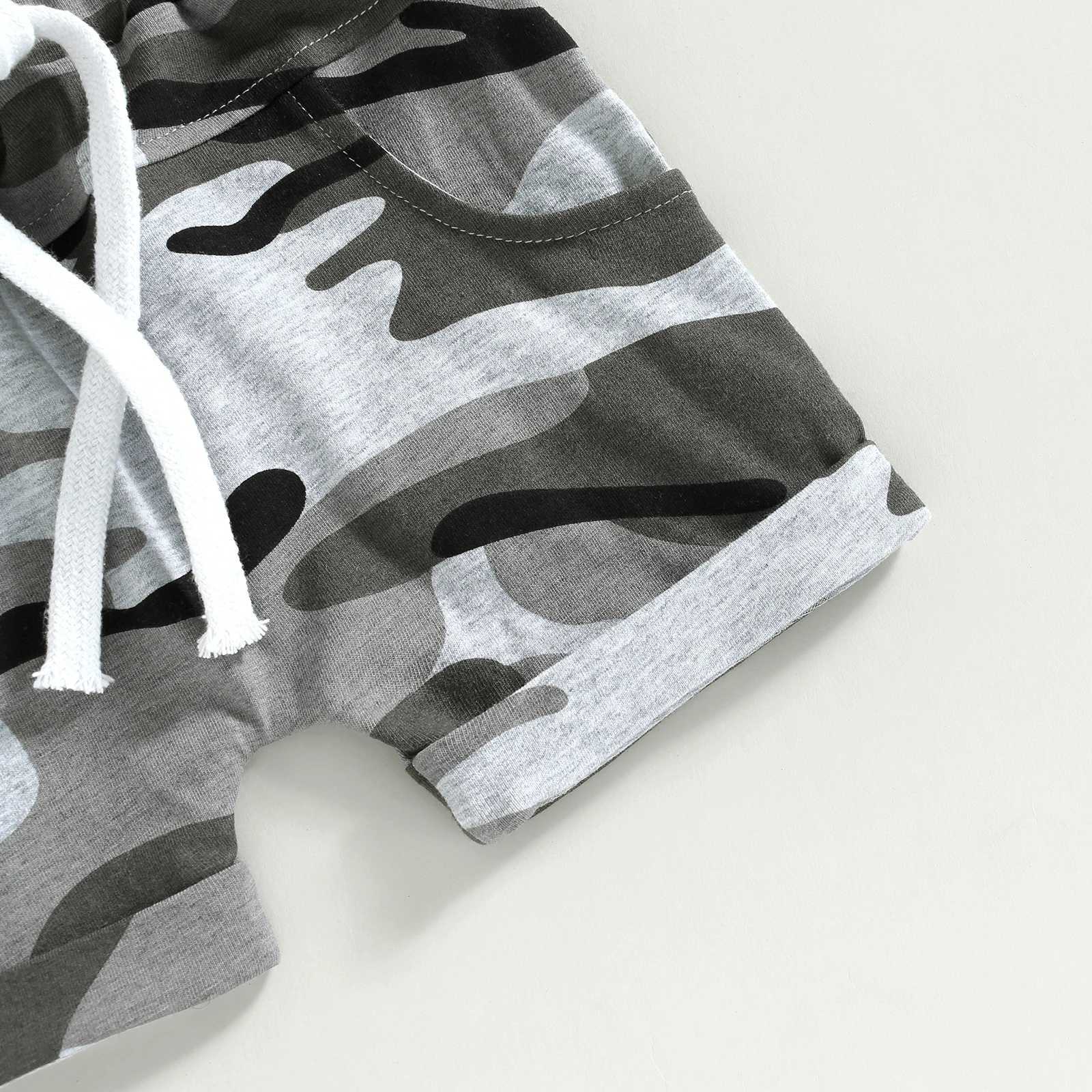 Infant Newborn Baby Boy Summer Clothes Outfits Pocket Hooded Sleeveless Tank Tops Camouflage Elastic Waist Shorts 2Pcs Suit 0-3T W250218