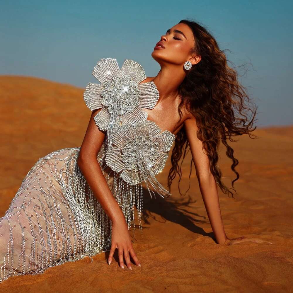 Made Hand Beads Tassel Prom Gown Sexy Illusion Tail Dresses D Wer Evening Dress Customized Robe De Mari E ress e