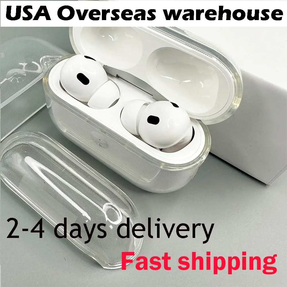 USA Stock For Airpods Pro 2 AirPods 4 3 Earphones Air 4 Bluetooth Headphone Accessories Solid Silicone Cute Protective Case pods 4th gen Wireless Charging Box TPU Case