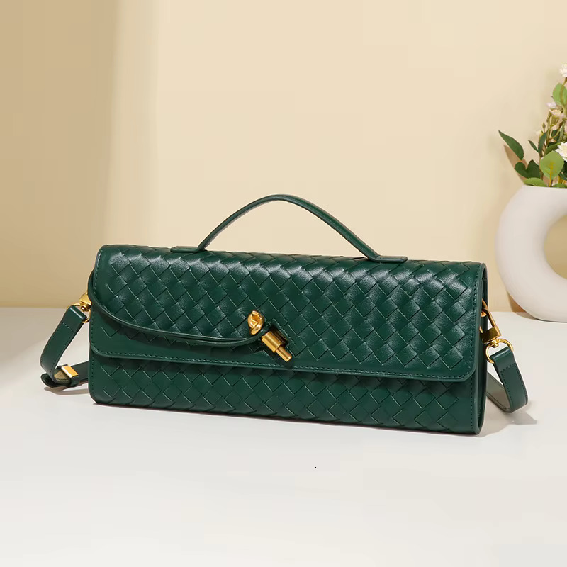 New Evening Women's Handmade Woven Soft hot Leather Dinner in Ancient Fashions Braided Bag Horizontal Handbag