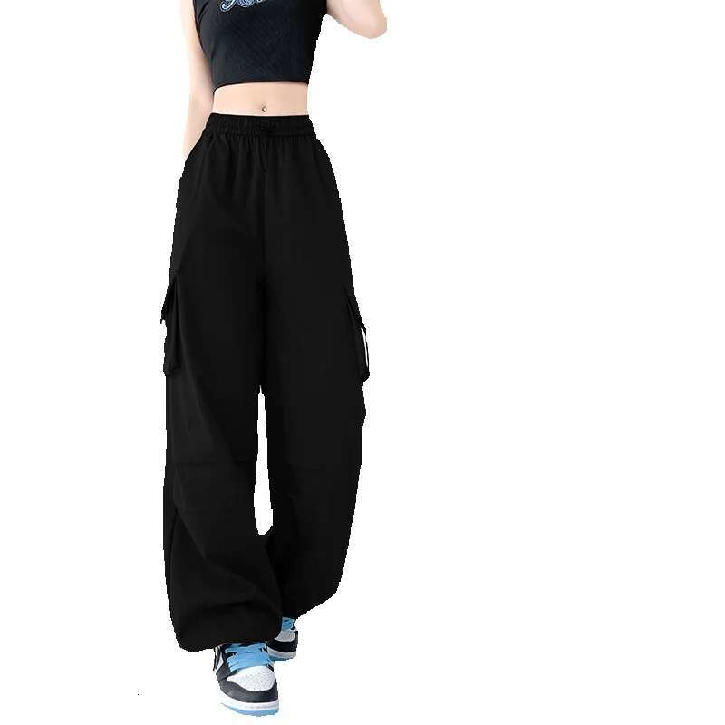 American wide leg paratrooper overalls womens summer high waist mountaineering sports pants loose retro casual assault paper bag pants