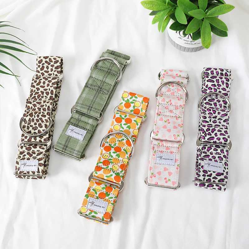 Dog Harnesses Italian Greyhound Whippet Martingale wide adjustable dog collar patterned cotton collar H250217