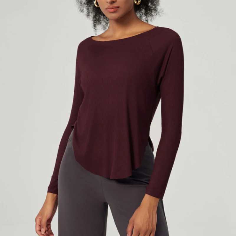 Active Shirts Tees Long Sleeve Shirt Women Solid Color Lightweight Running Top Loose Breathable Quick Dry Gym Blouse Female Sportswear H25218