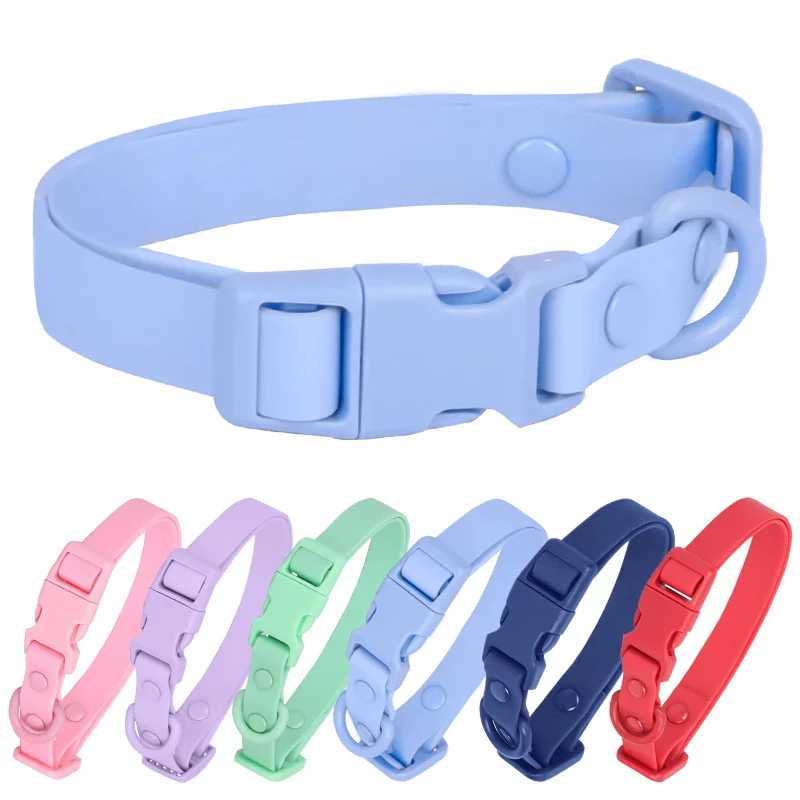 Dog Harnesses New Macaron Colored PVC Dog Collar Waterproof Dirt Resistant Easy To Clean Pet Collar Adjustable Neck Collar Pet Dog Collar Set H250217