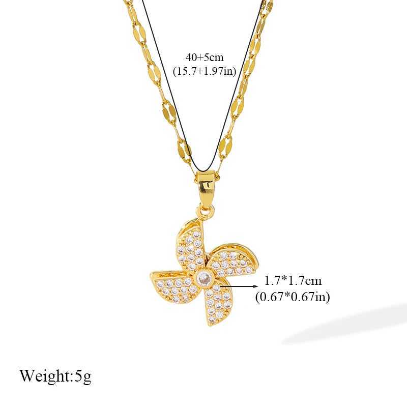 Earrings Necklace Wedding Jewelry Sets GANEMLY 316L Stainless Steel Rotating Windmill Zircon Bracelet Set For Women New Trendy Lady Gift Waterproof H2