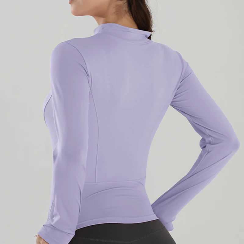 Active Shirts Tees Women Sports Jacket Zip Shirt Workout Running Coats Gym Long Slve Top Slim Tight Coat Gym Workout Top Jacket H25218