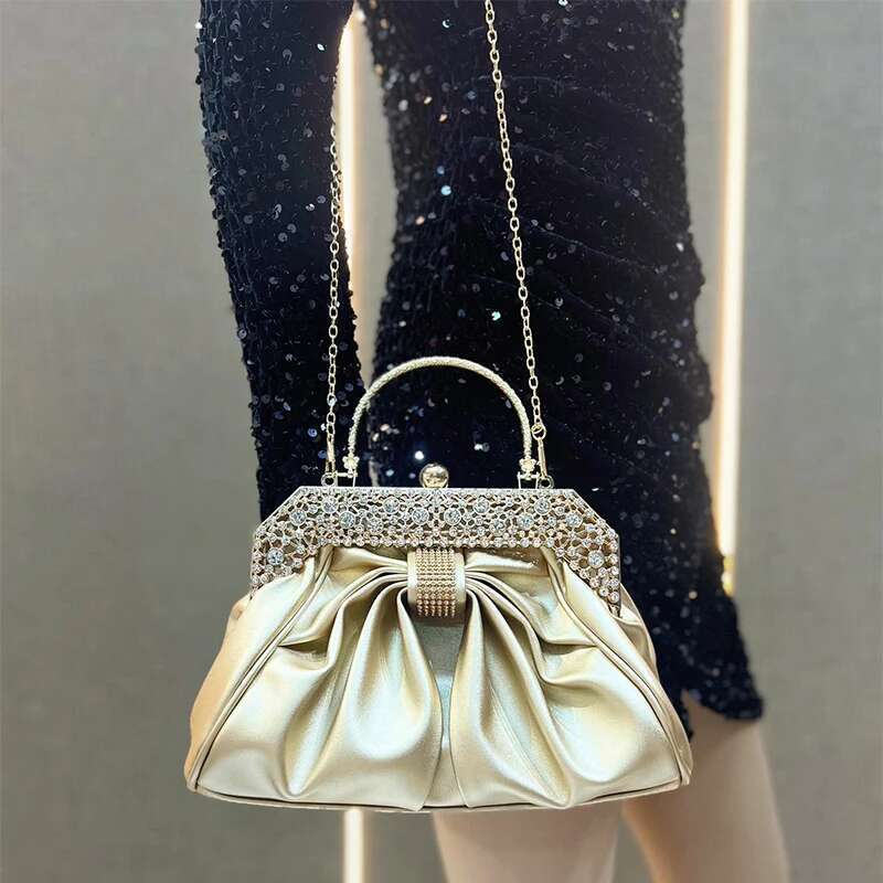 Dia Bow Banquet High-end Brand Ladies Shell Dumpg New Gold Chain Party Shoulder Elegant Crossbody Bag