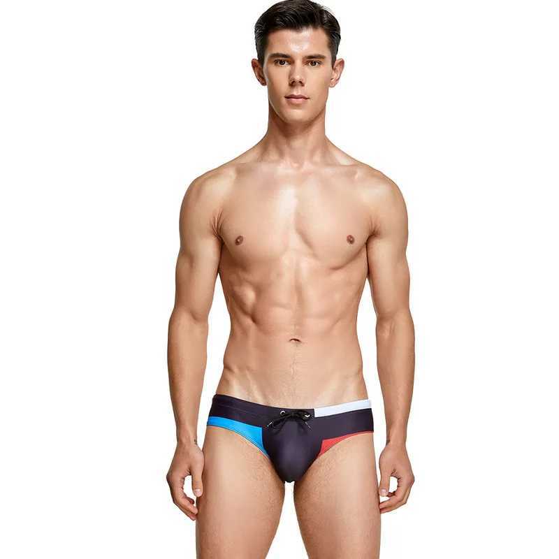 Mens swimming briefs mens sexy low-rise color-matching summer swimming shorts M250218
