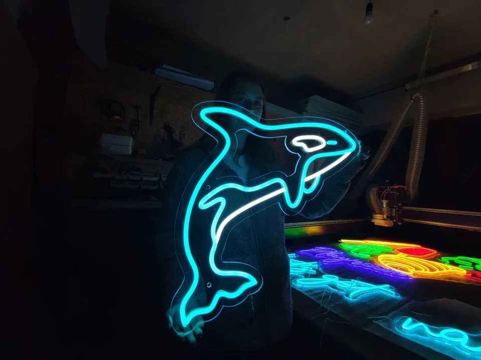 Killer Whale Neon Sign Seaworld Led Lights Blue Orca Led neon Home Decor Gift For Kids Z250218-1