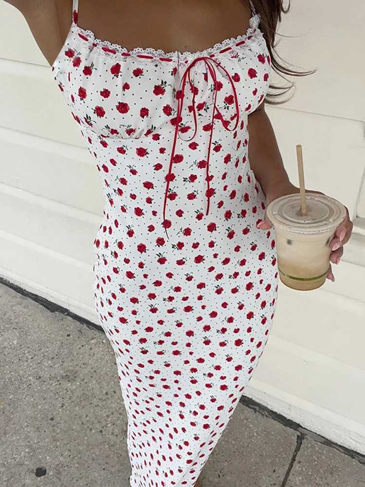 Basic Casual Dresses Fantoye Sexy Backless Print Floral Women Dress White Spaghetti Strap Evening Dress Female Summer Elegant Party Clubwear Vestidos 