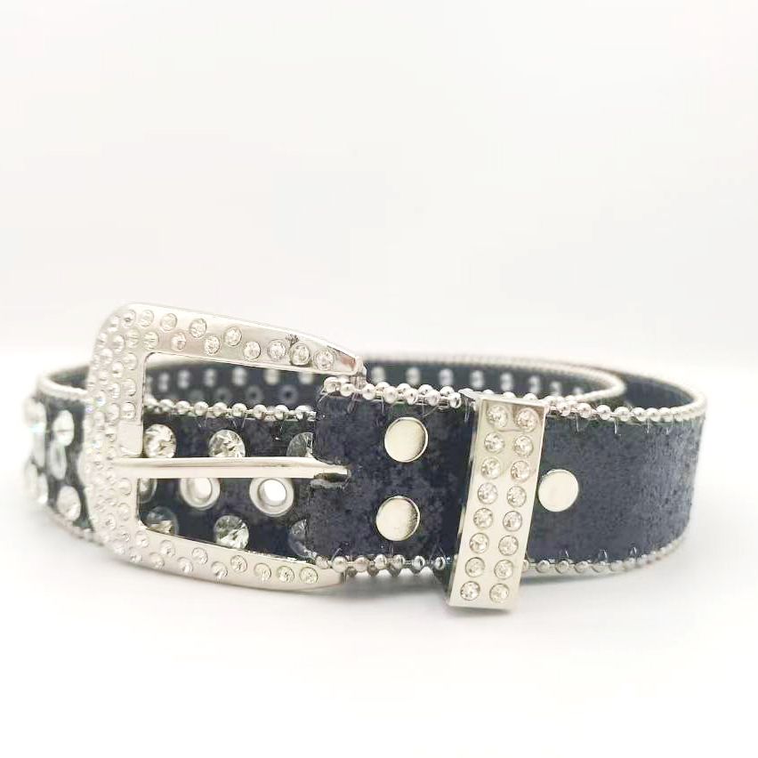 Chic Punk Inspired Women's Belt with Intricate Crystal Rhinestone Work for a Stylish Edge