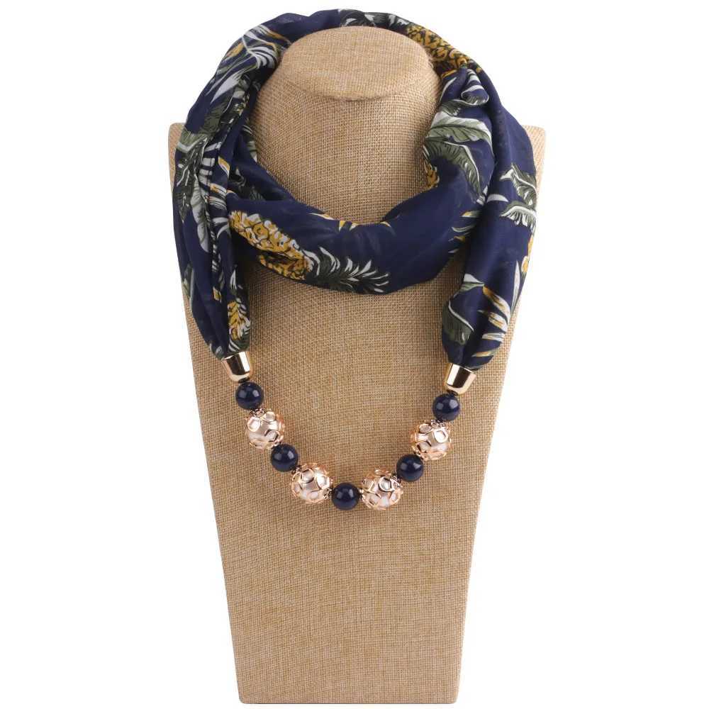Chiffon scarf necklace jewelry unprinted statement pendant womens bohemian collar Foulard womens accessories headscarf W250218