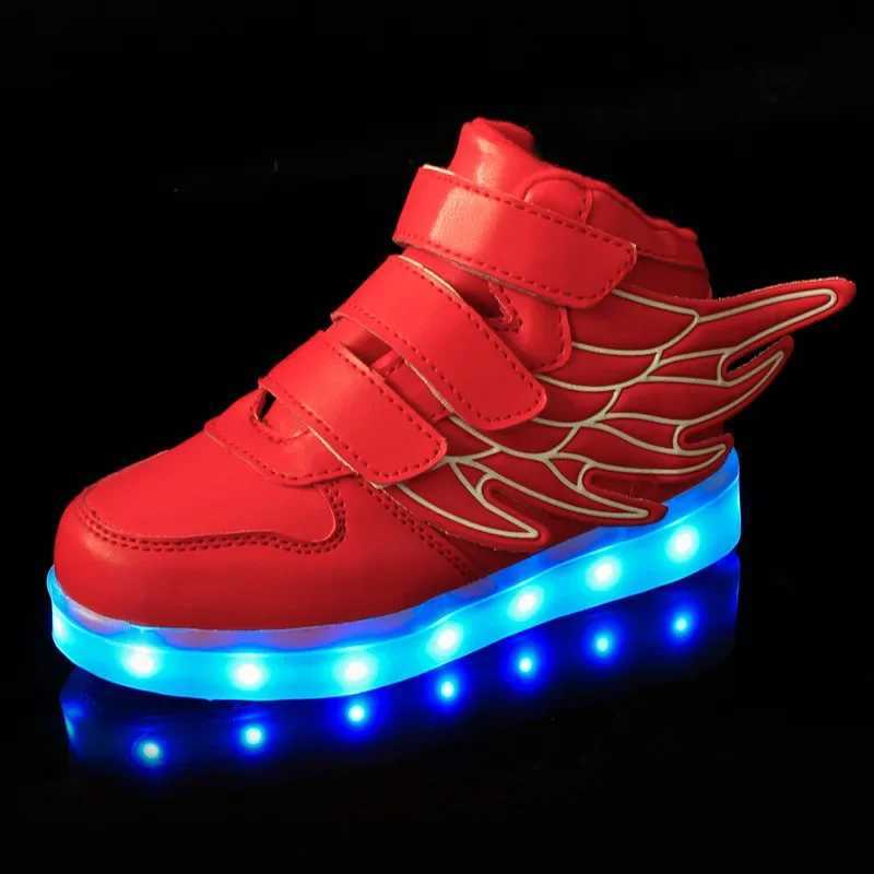 Size 25-37 childrens LED shoe basket boys and girls glowing sports shoelace light sole childrens glowing sports shoes LED slider Z250217
