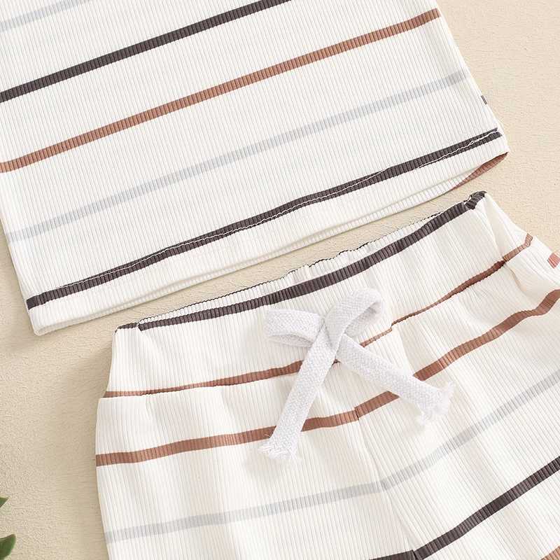 Pudcoco Baby Boy Ribbed Outfits Striped Sleeveless Round Neck Tank Tops Elastic Waist Shorts 2Pcs Summer Set Infant Toddler 0-3T W250218