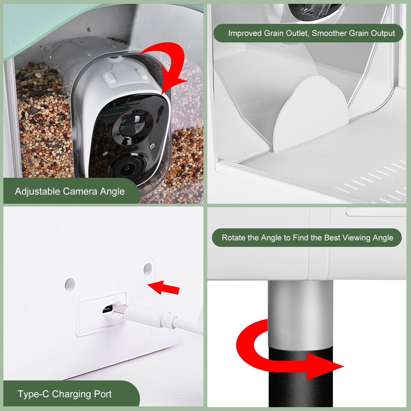 Outdoor Waterproof Bird Camera for Monitoring - Integrated Smart Recognizer & Solar Charging