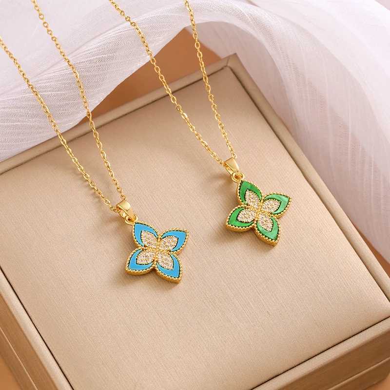 Pendant Necklaces Simple Temperament Lucky Clover Necklace For Women Girls Sweet Versatile Four Leaf Flower Clavicle Chain Jewelry Accessories H250217
