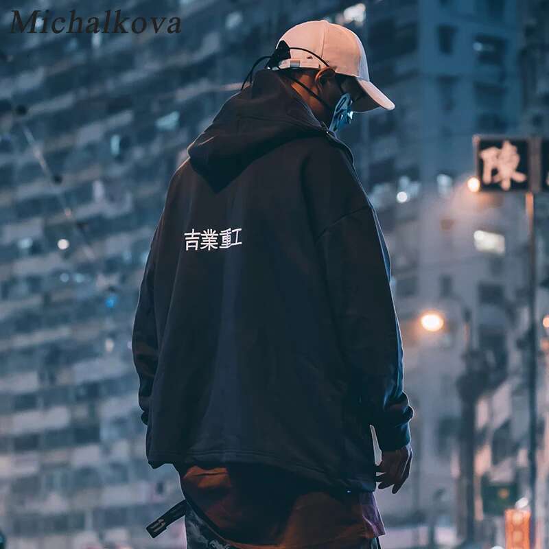 michalkova High neck Fish mouth Pullover japanese Sweatshirts Men/Women Hoodies oversize Streetwear Hip Hop Haruku Male Tops