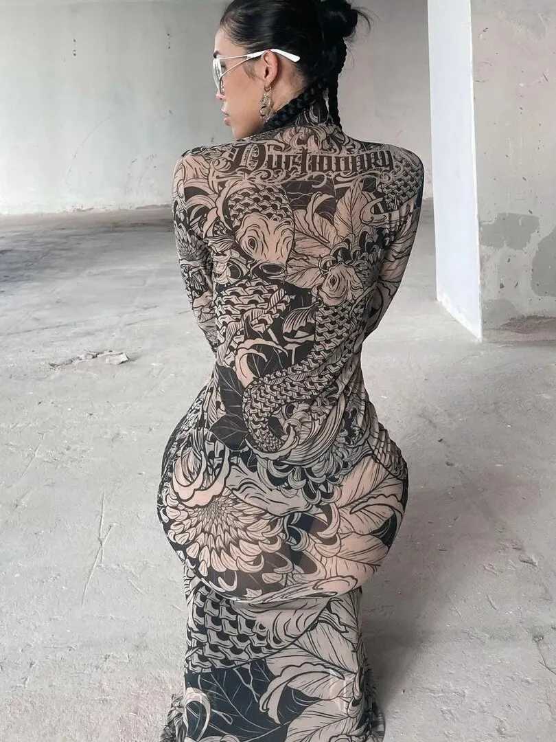 Basic Casual Dresses Hawthaw Women 2023 Autumn Winter Long Slve Mesh S Through Strtwear Bodycon Long Dress Wholesale Items For Business H25217