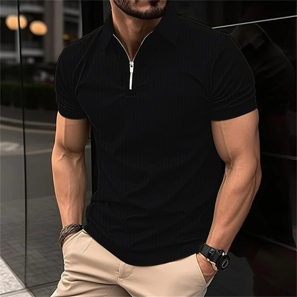 Polo Stripe Printed Mens TShirt Clothing Summer Short Sleeve Fashion Casual Polot Shirt Oversized Lapel Street Golf Tops 250213
