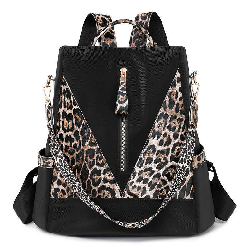 High Beauty Shoulder Bag for Women New Travel Fashion Leopard PU Bag Large Capacity Backpack