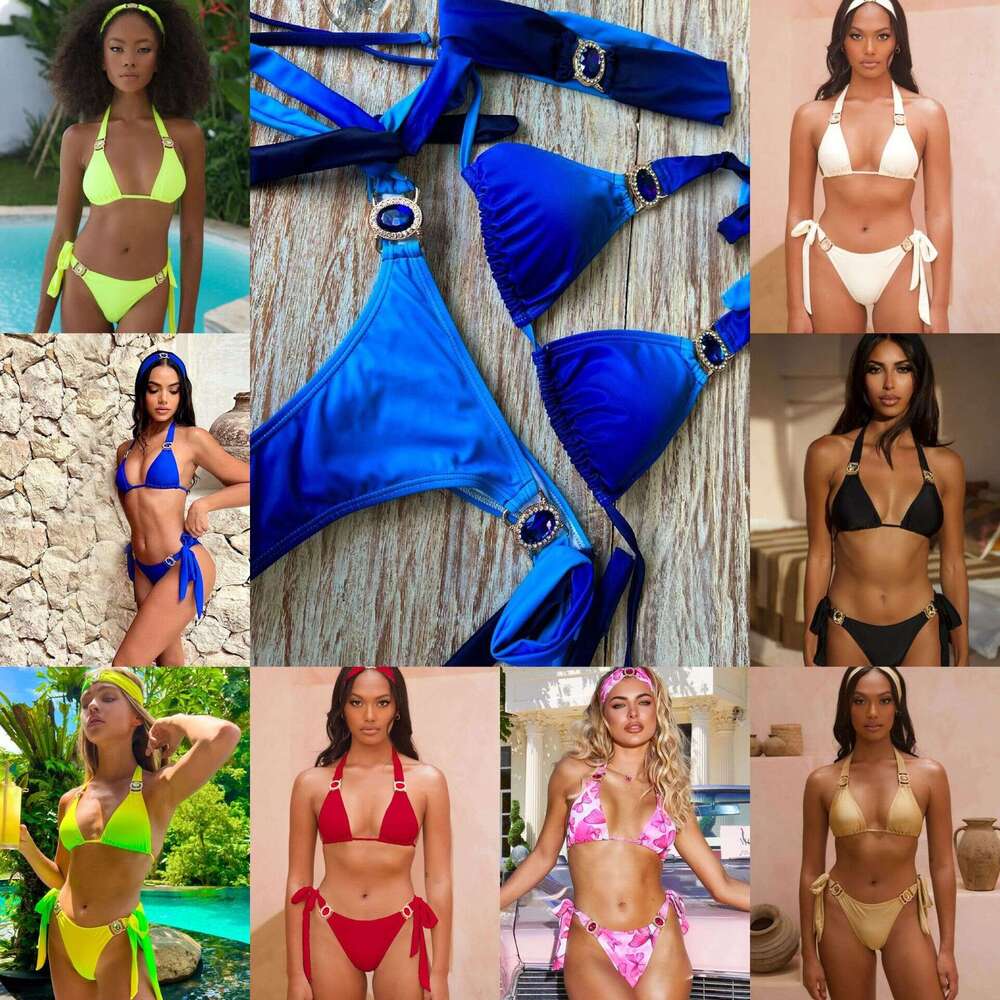 Three Point Strap Split Swimsuit for Women 2025 New Multi Colored Bikini Beach Cover Up Luxury Bikini Swim Holiday Designer Bikini New Arrival
