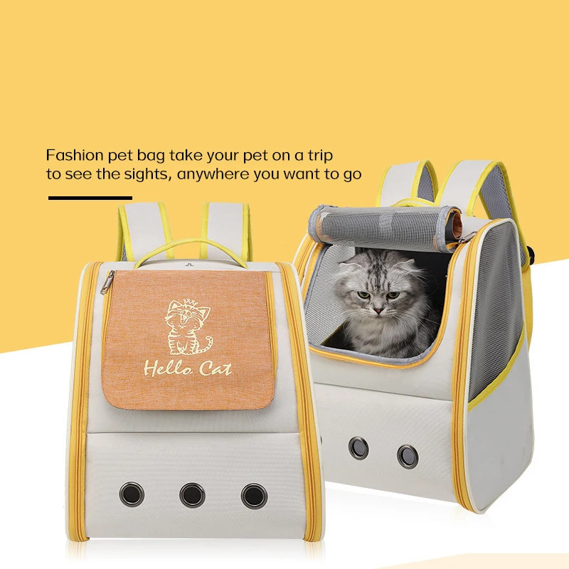 Pet Cat Backpack Breathable Portable Travel backpack for cat and dog With Anti Breakaway Belt Three-door AA074 250217