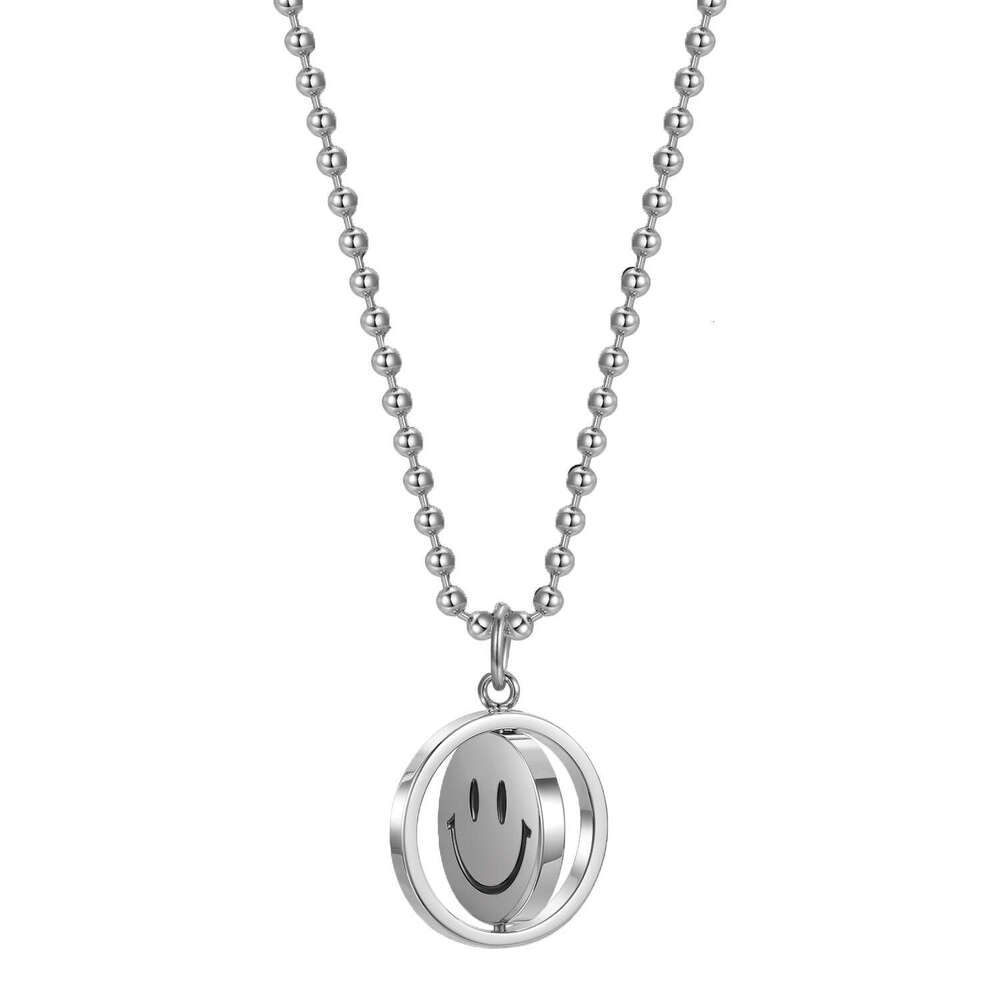 Rotating Smig Face Necklace Hip Hop Pendant Flipped Expression Artistic Men and Women Trendy Mood New Sweater Chain