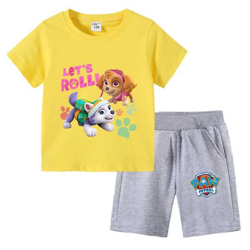 P Patrol Girls Set Kids Short Sleeve T-Shirt And Shorts 2-Piece Outfits Boys Suit Childrens Cotton Summer Clothes W250218