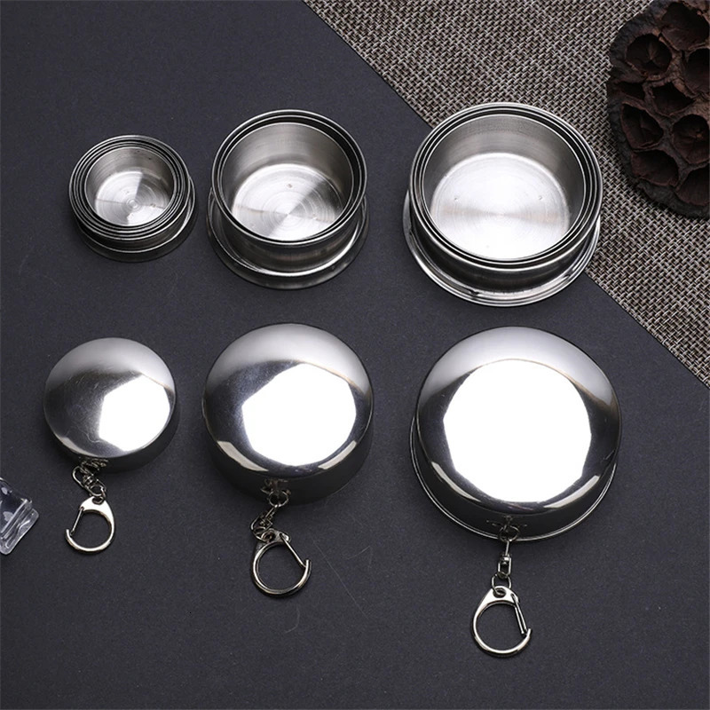 75150250ML stainless steel folding cup camping kitchenware retractable tea set Utensils deskto Z260202