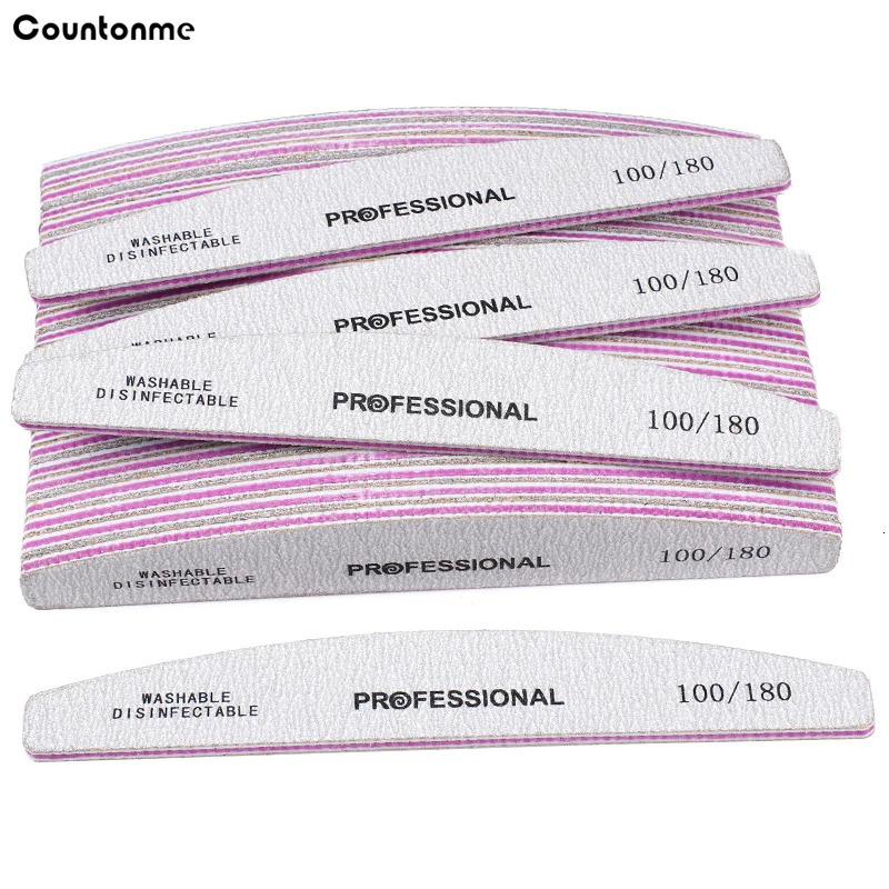 20Pcs/50Pcs Grey Boat Nail Art File 80/100/180 Washable Buffer Professional Polisher Block Trimmer Gel Files For Manicure Supply 250214