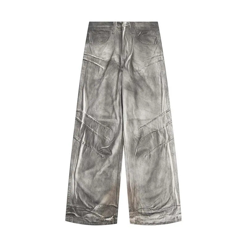 High Street Y2k Jeans Men Distress Water Washed loose Denim Pants Wide Leg Baggy Jeans Vintage Y2k Clothes Men 250206