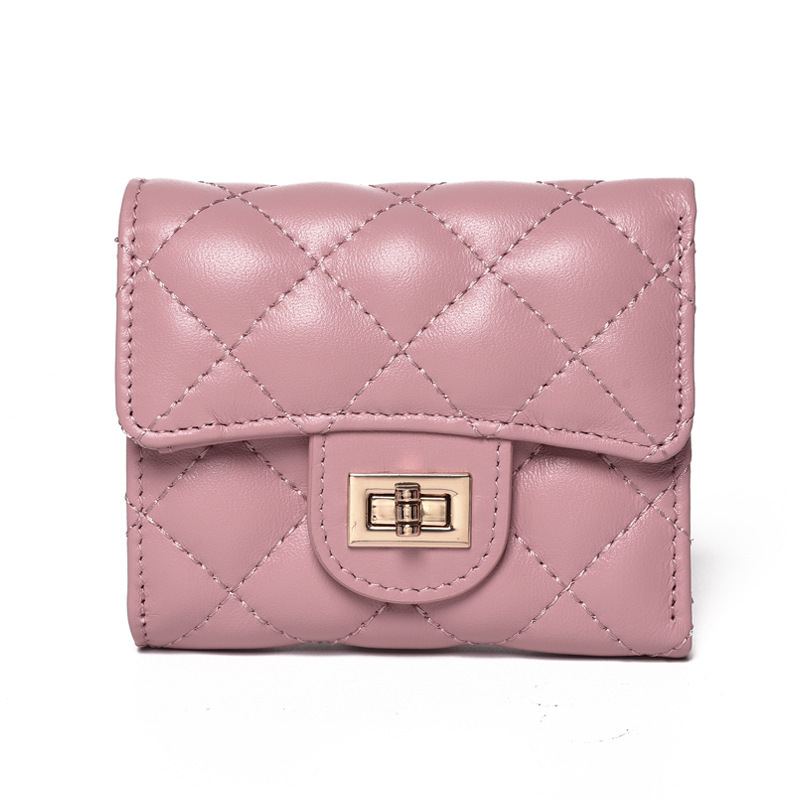 Xiaoxiangfeng women's short coin purse, simple diamond grid large capacity sheepskin wallet, real pickup bag #swissmilitary