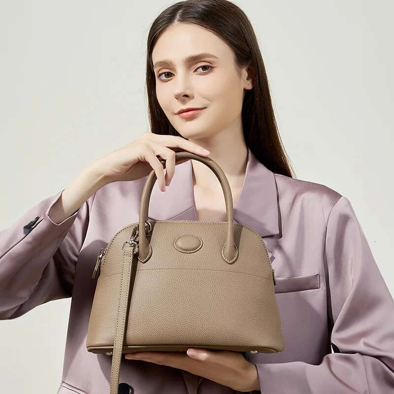 Genuine Leather Shell High-Capacity Women's Shoulder Bag