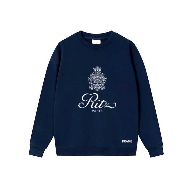 Hot selling autumn new round neck chic letter printing design loose and casual mens long sleeved floral cotton hooded sweatshirt X250218