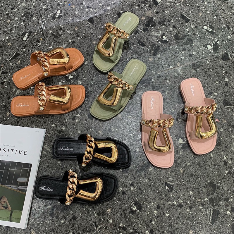 2025 new hot free shipping flat slippers for womens designer slippers green pink black brown Summer New Seaside Fashion Slippers