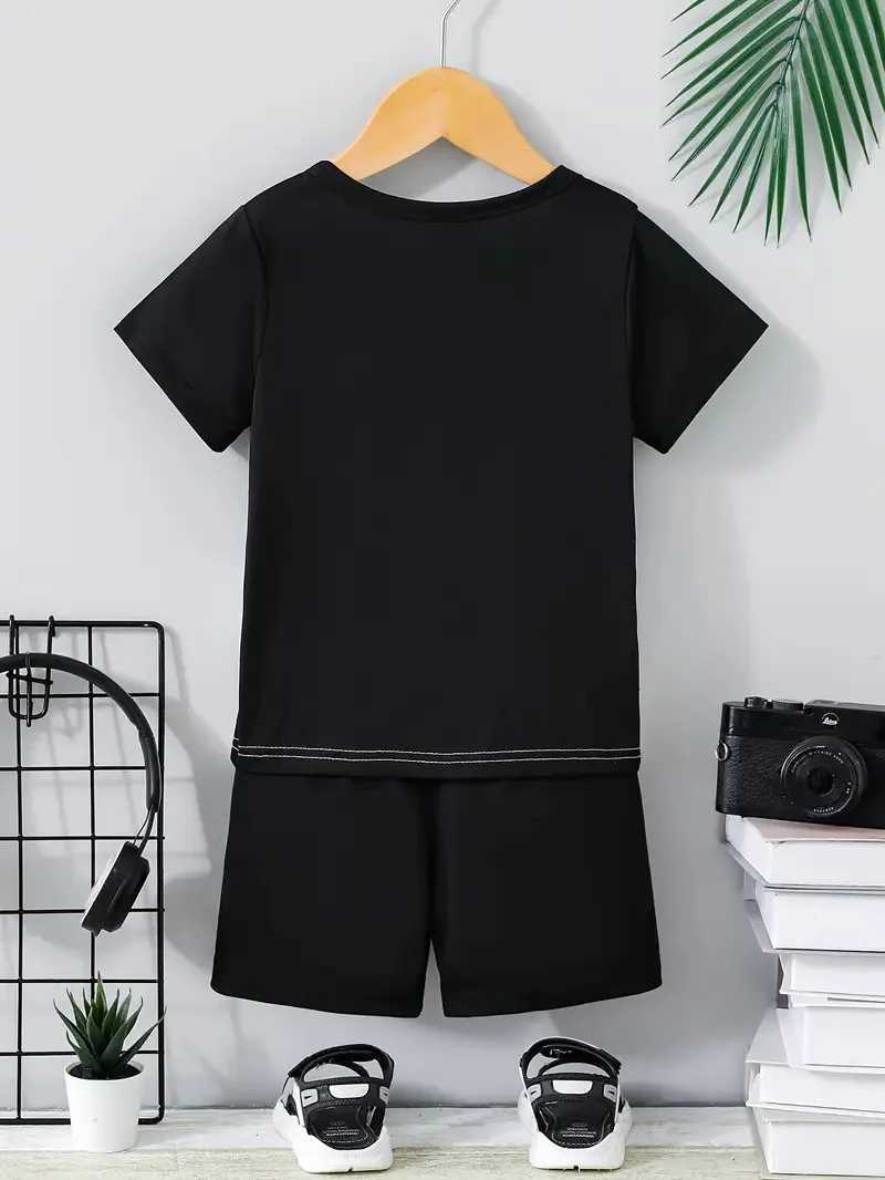 Summer childrens boys clothes color matching T-shirts and shorts 2-piece set baby girls short-sleeved tops and bottoms W250218