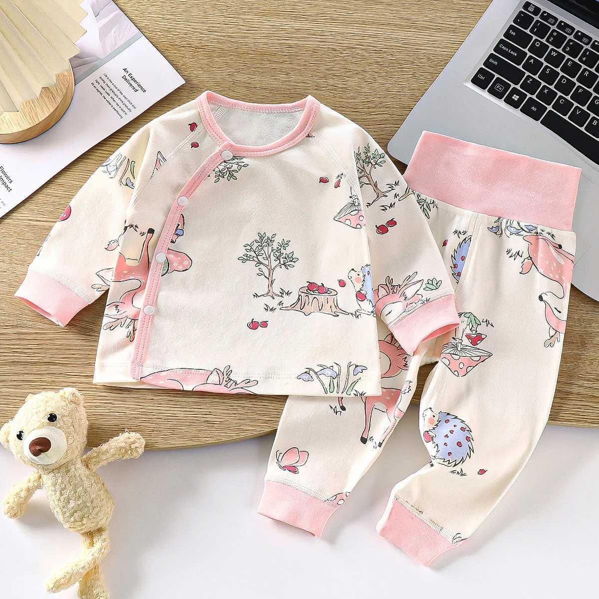 Autumn Newborn Girls 2PCS Sleepwear Set Printed Long Sleeve Base Top Suits High Waist Skinny Leegings Infant Girl Outfit W250218