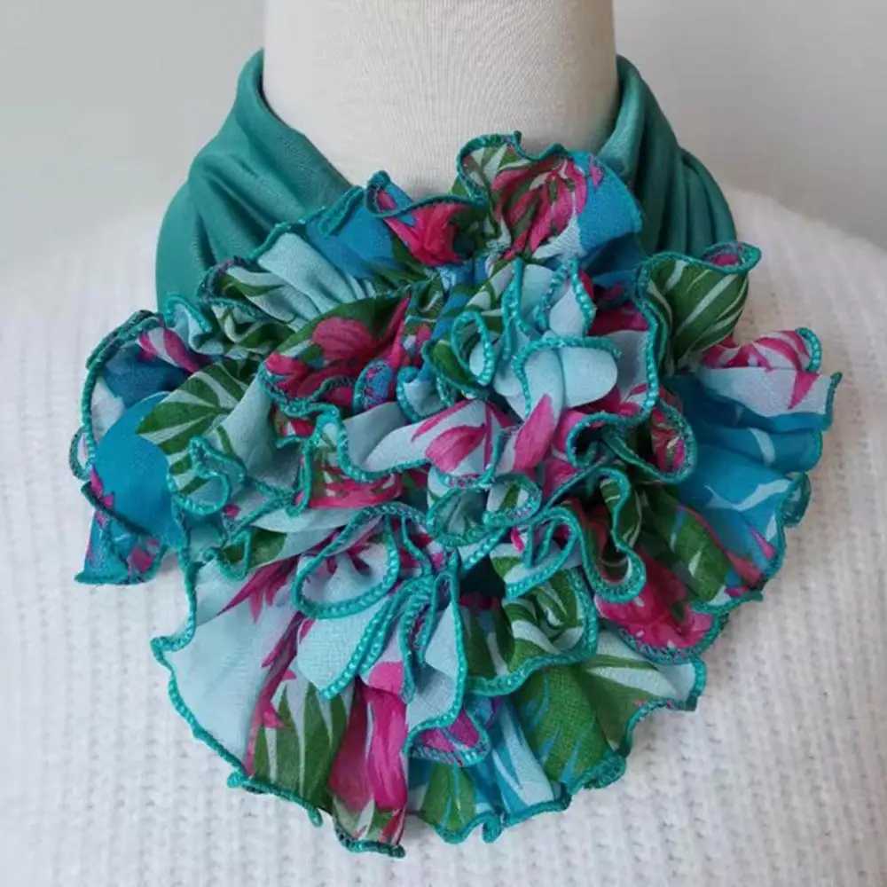 Fashion Women Scarf Big Flower Breathable Collar Scarf Neckerchief Ring Neck Wr W250218