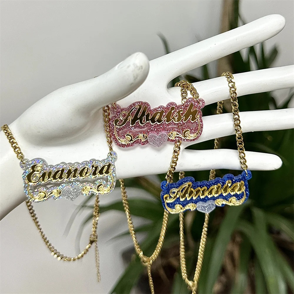 Customized Name Necklace Baby Girl Acrylic Nameplate Personalized for Women Children Jewelry 250214