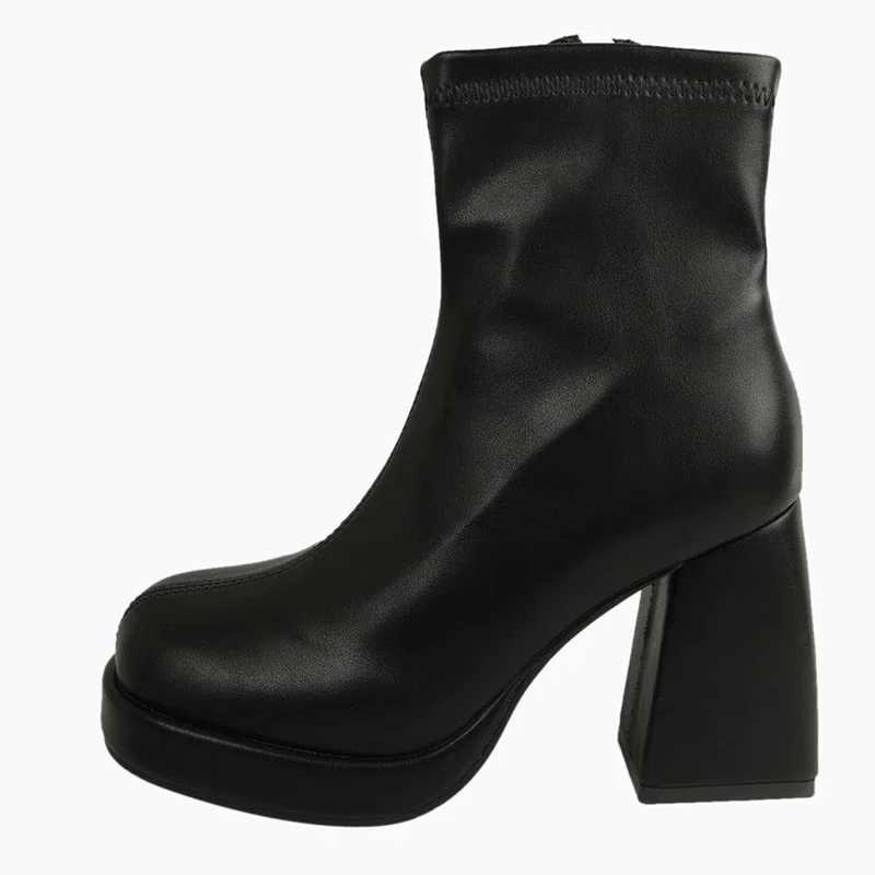 Platform Thick Heel Women Short Boots Fi Side Zippers Ankle Booties Night Club Autumn Winter Female ShoesXJ250217