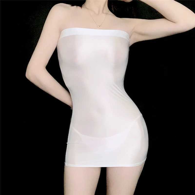 Basic Casual Dresses Sexy Oil Glossy Shin Shr Micro Mini Dress S Through Bodycon Tight Pencil Cute Smooth Bandage Candy Color H25217