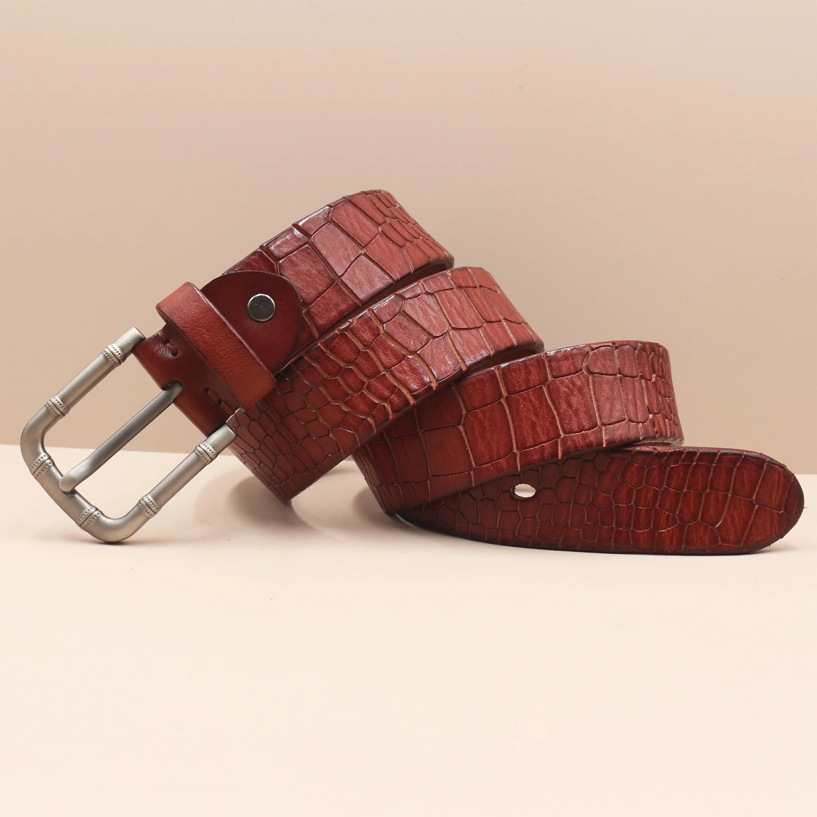 Handmade Retro Mens Leather Belt Simple Pin Buckle Jeans Belt Mens First Layer Cowhide Casual Belt 250213