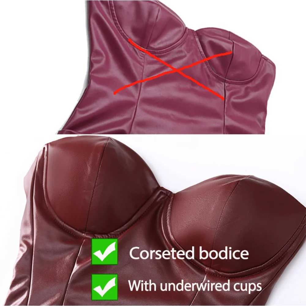 Basic Casual Dresses Suninheart Autumn Strapless Party Dresses 2024 New Arrivals Wine PU Corset Dress Sexy Midi Bodycon Night Event Dress Women H25217