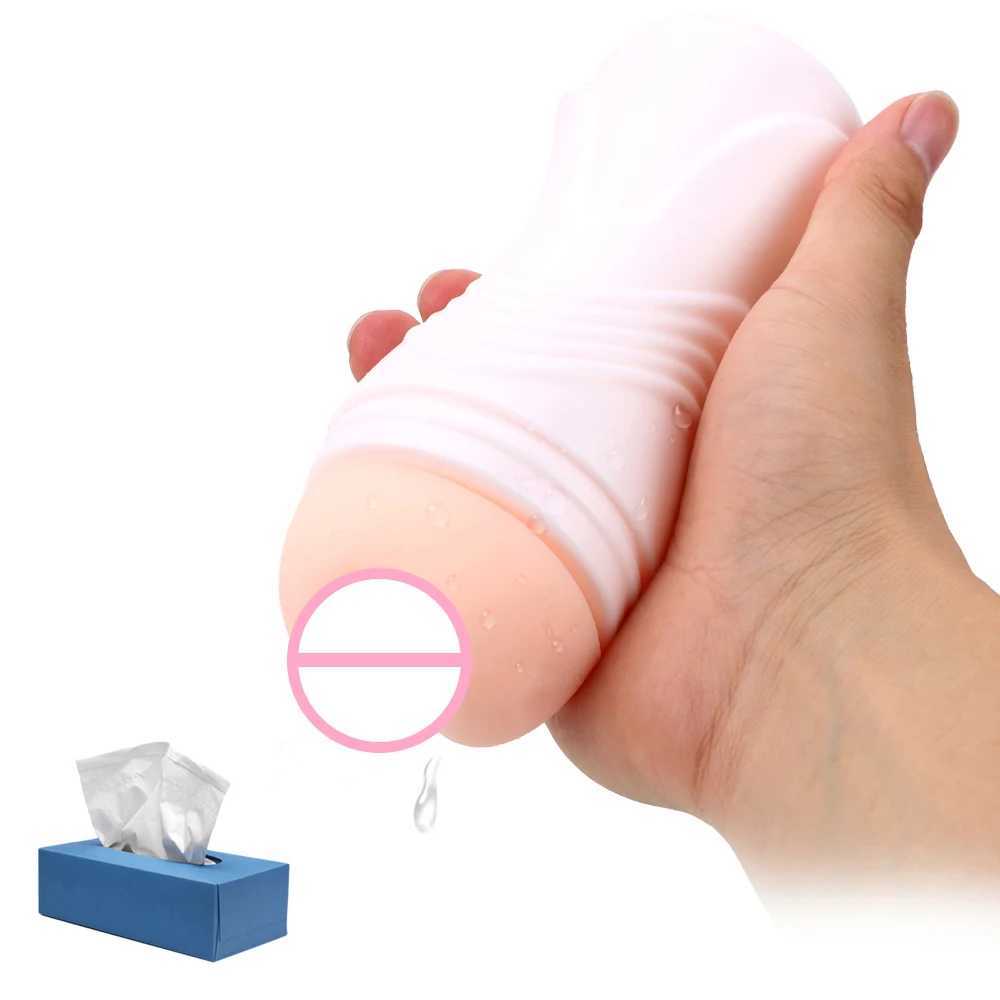Adult product soft silicone male masturbator reusable sex cup real cat sex toy W250218