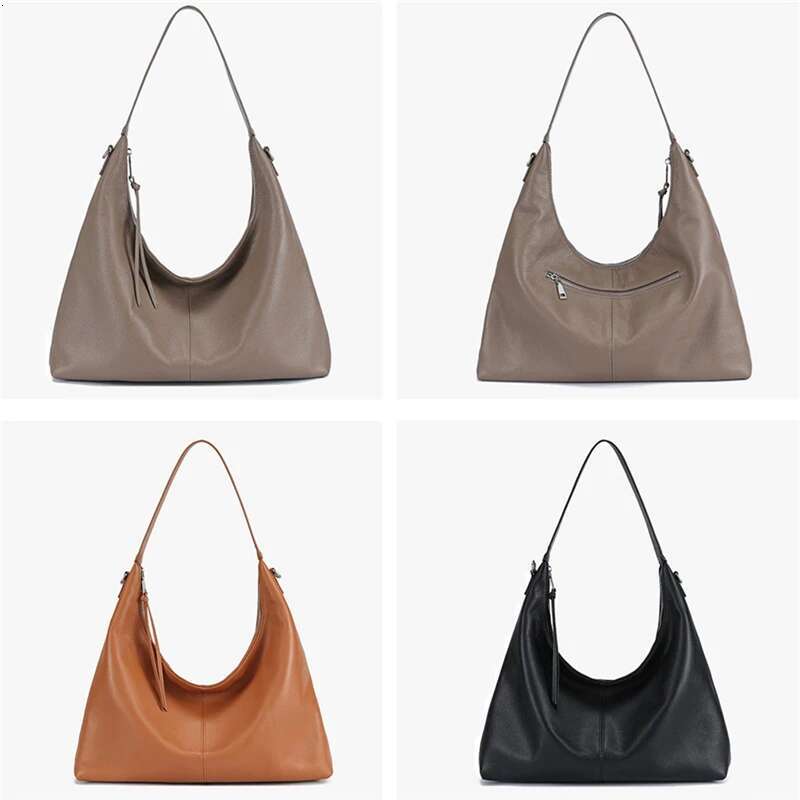 Hifashion Cow Genuine Leather Soft Hobo Shoulder Bags For Women 2025 Trend Designer Large Capacity Commuter Tote Ladies Handbags