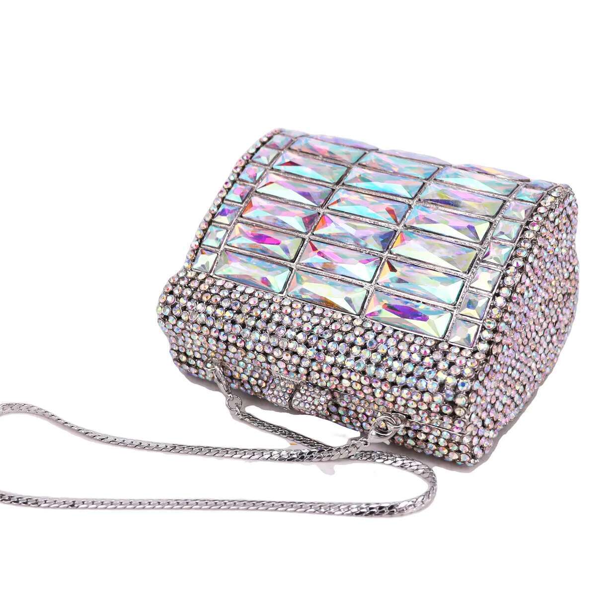 Rose Gold Mini Clutch Bags Party Purse Light Blue Evening Bag for Women Lovely Prom Pouch sm202